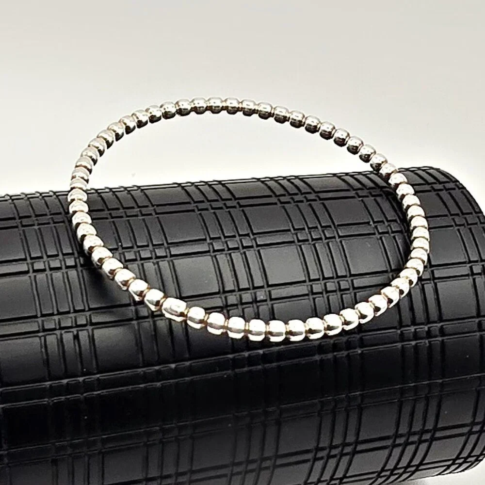 Sterling Bead Bangle Bracelet - Picture 3 of 4
